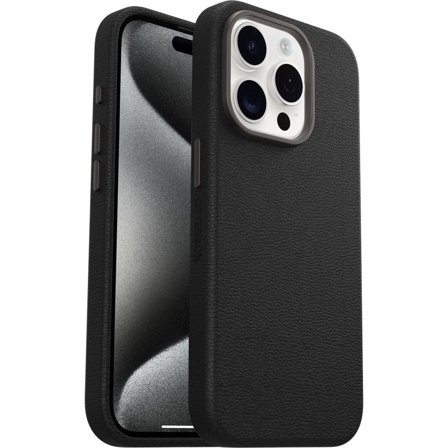 OTTERBOX Symmetry Series - Back cover for mobile phone - MagSafe compatibility - cactus leather, polyurethane - noir ash - for Apple iPhone 15 Pro