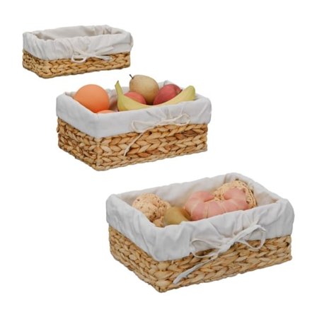 set med 3 brödkorgar med bomullsinlägg