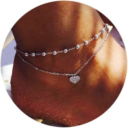 Perle Hjerte Ankelkjede Søte Ankelarmbånd For Kvinner Gull Sølv Ankelarmbånd For Kvinner Strand Fotkjede For Tenåringsjenter Clayer Perler Hjerte -