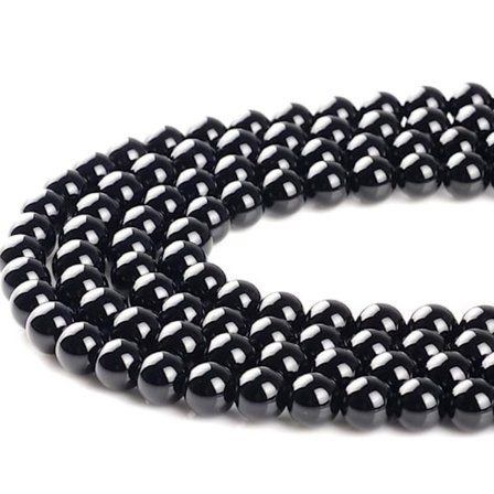 Naturlig svart onyxsten Halvädelstenspärlor Runda lösa pärlor