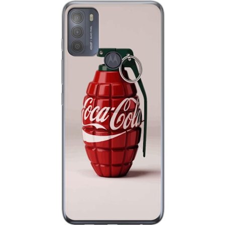 Kompatibel Mobilcover til Motorola Motorola Moto G50 Kunstnerisk illustration af Coca Cola granatæble i rødt og grønt, pop art inspireret motiv med