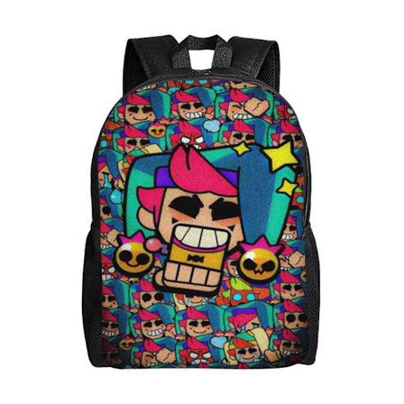 v159 Brawl Värikkäät sarjakuvahahmot Stars Reppu opiskelijoille, kevyt ja tyylikäs koululaukku, vedenpitävä kirjalaukku säädettävällä olkahihnalla