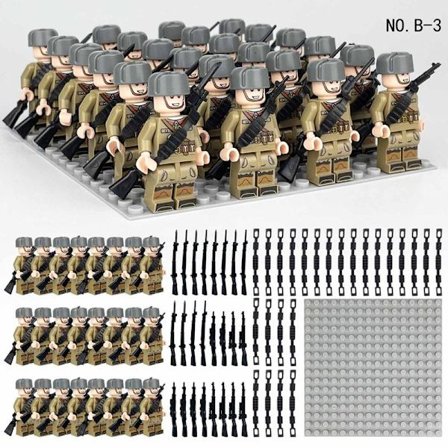 Militær byggeklods minifigur sæt, 24 dele, lille partikel samlelegetøj, i pose. Tidligere B-3