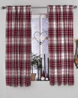 Rutete Kanallengde Tännäs 2-pk Rød - 115x170 cm, foldet nederst - Linea