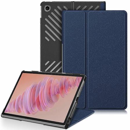 for Lenovo Tab Plus 11,5-tommers TB351FU Etui Varmeavledning Stativ Lær Tablettdeksel-Mørkeblå-WELLNGS Dark blue
