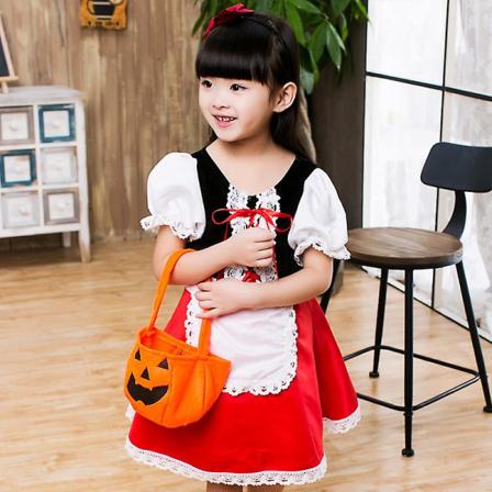 5 st/ set Barn Vuxna Cosplay Party Rödluvan Tjejklänning+förkläde + kappa+pannband+pumpaväska 6-7 Years