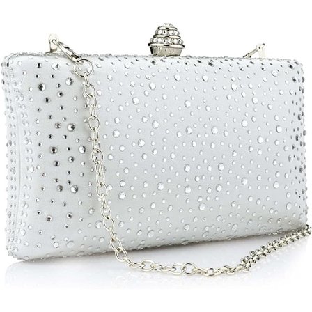 Kvinnors aftonväska glittrande strass bröllop aftonfest koppling handväska kedja axelväska crossbody väska