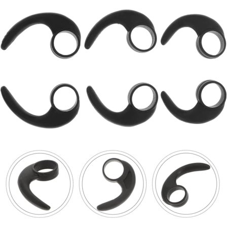 6 stk. silikone ørehooks til in-ear hovedtelefoner kaliber 10mm