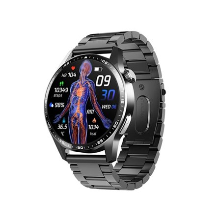 Smartwatch med stressovervågning, EKG, blodsukker, urinsyretracking, Bluetooth-opkald, SOS-funktion og sportstilstande