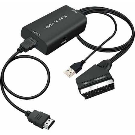 HDMI SCART-adapter, SCART till HDMI-konverter kompatibel adapter 720P/1080@60HZ för HDTV DVD Blu-Ray Set Top Box HD-spelare etc