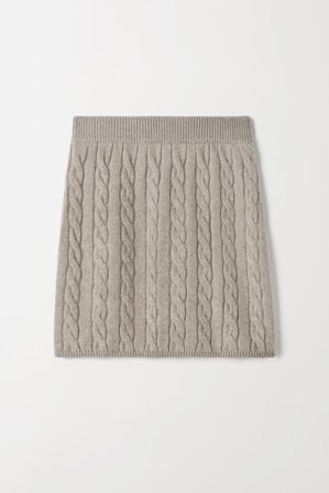 Soft Goat - Cable Knit Skirt - M - Greige