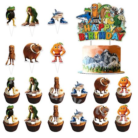 Italialainen Brainrot-kakkukoristelu Cupcake-päälliset Syntymäpäiväkoristelut Tytöt Lapset Pojat Juhlakoristeet Baby Shower -bileet