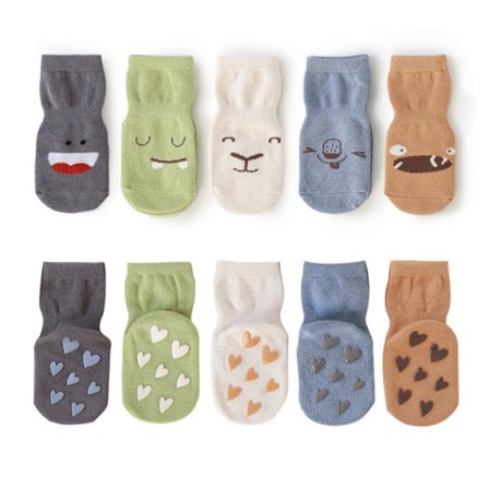 5-pack barn strumpor med antislip-Monster