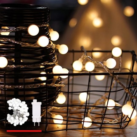 Lyslenke, kule, varm hvit, 100LED (10m) Innendørs dekorasjon