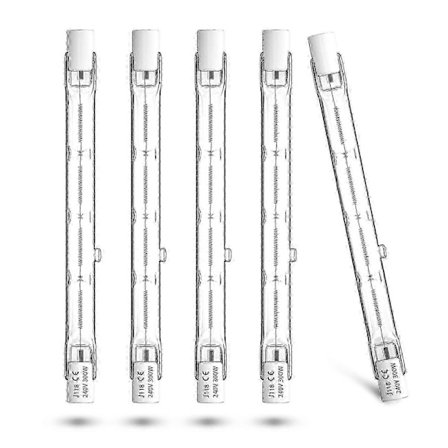 R7s 300W Halogenpære 118mm - Lineær Halogen Flomlys Varmhvit 2800K, for Sikkerhetslamper, Landskapsbelysning, Pakke med 5