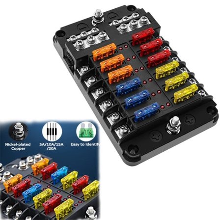 12 veis blad sikring 12-24V bil båt sikring boks holder med plast deksel