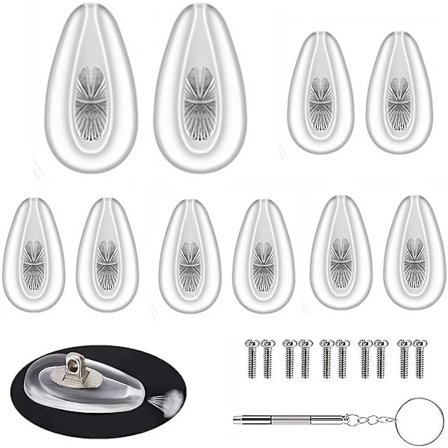 Næsepuder til briller, opgraderet blød silikone luftkammer brille næsestykke, skrue-i solbrille erstatnings næsebeskytter, skridsikker 15 mm 