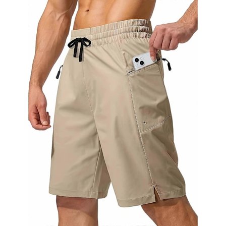 Nye modeller Herre Solid Shorts med snøre og lynlåslommer, badebukser, hurtigtørrende strandshorts, velegnet til sommeraktiviteter