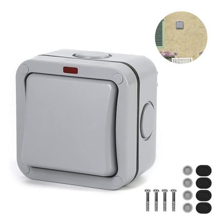 IC Vattentät strömbrytare utomhus, strömbrytare för utomhusbruk, arbetsområde med indikatorlampa, skydd mot regn