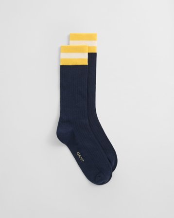 GANT Herren Gerippte Socken mit Streifen (40-42) Blau