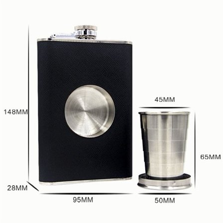 Flaske i rustfritt stål med innebygd shotglass