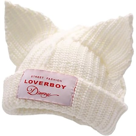 Katteøre Lue Søt Beanie Lue Strikket Skull Cap Varm Slapp Heklet Lue