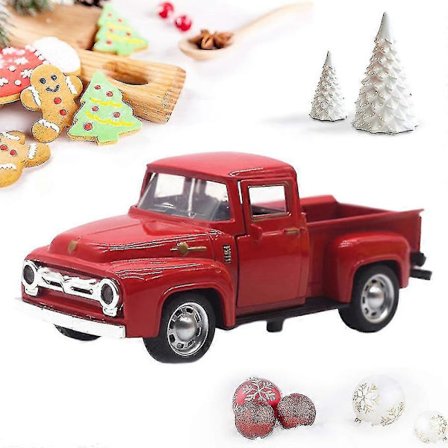 Retro Röd Pickup Truck Jul Bondgård Skrivbordsdekoration 1:32 Skala Mini Truck Dekoration För Hem Kök Gård