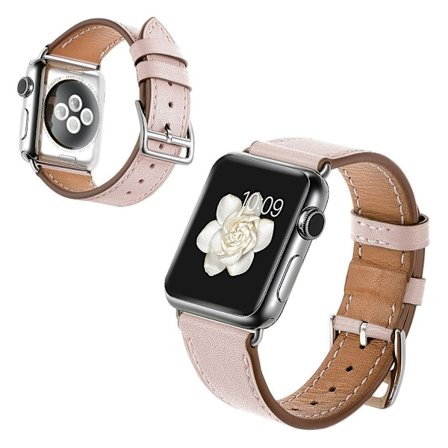 Apple Watch Series 5 44mm aitoa nahkaa oleva ranneke - Pinkki