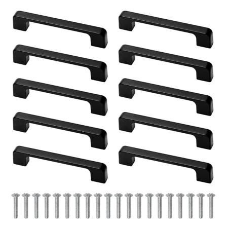 10 stk skaphåndtak i svart med skrue for kjøkkenskap, garderobe, hulldiameter 96 mm
