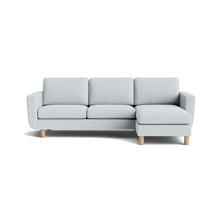 Vendbar Chaiselong Sofa - Aragon Krystal Blå - 260x150x86cm - Smal Chaiselong, Komfortabel Sofa med Koldskum, Vendbar