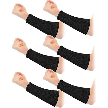 3-pakning doble armbeskyttere, egnet for tynn hud og blåmerker; kuttsikre underarmsermer (Svart) 20 cm