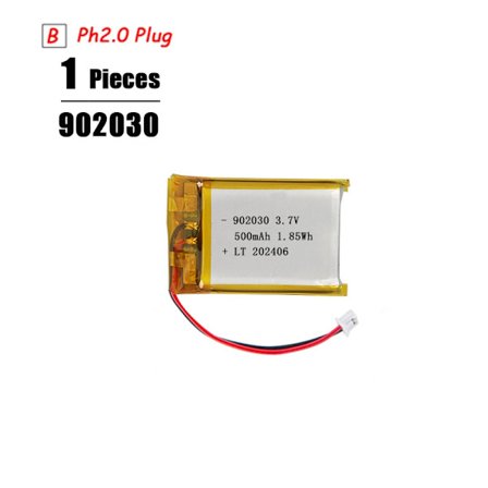 3,7V Lipo-akku Ph2.0-pistoke Ladattava litiumakku 3,7V PS4-kostuttimille GPS-navigointi Bluetooth-kaiutin MP3 MP4