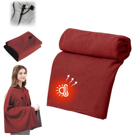 Elektrisk tæppe - 150x80cm - Genopladeligt elektrisk tæppe - Rød