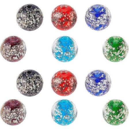 12 stk. 16 mm selvlysende glassperler, 8 farger, lampwork-perler, glød i mørket glassperler, runde løse avstandsperler for armbånd, halskjeder, DIY-