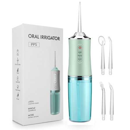 Bärbar Vattenflosser för Tandrengöring Uppladdningsbar USB Dental Oral Irrigator 3 Lägen Grön