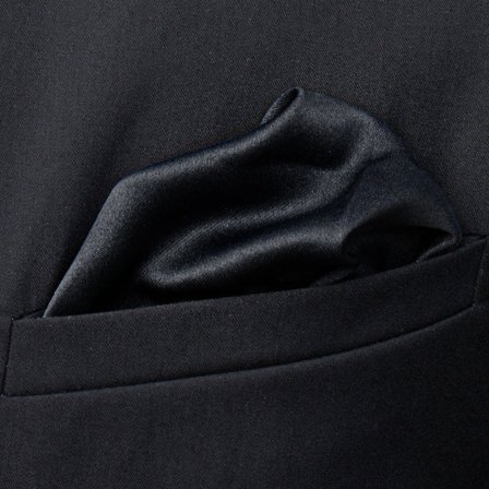 Shiny Black Basic Pocket Square for Men - Solid Colour Pocket Squares