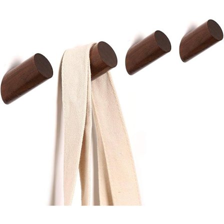 Minimalistiska Väggmonterade Krokar, Elegant Touch Multifunktionella Klädhängare i Bok och Valnöt för Vardagsrum Sovrum (Förpackning med Korta Svarta 