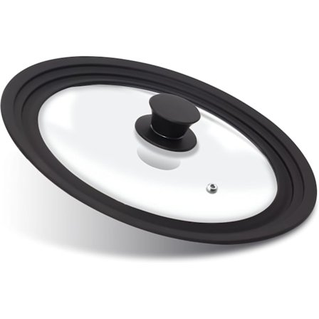 Universellt lock för kastruller, stekpannor och grytor - Härdat glas täckt med värmebeständig silikonkant passar 24 cm, 26 cm och 28 cm