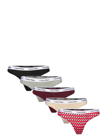 Thong 5Pk Stringtruse Undertøy Svart Calvin Klein*Betinget Tilbud
