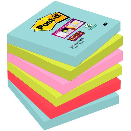 3M Post-it Super Sticky 76x76 Mélange de couleurs Cosmic pack de 6