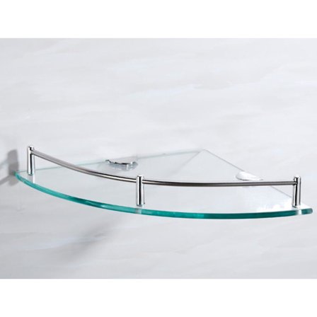 Enkeltlags trekantet klar glasshylle (19,5 cm hullinstallasjon),