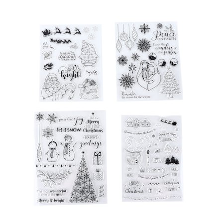 4 stk. gjennomsiktige stempler i julestil - trygge, holdbare og gjenbrukbare skrapbookingverktøy for fotoalbum og gaver