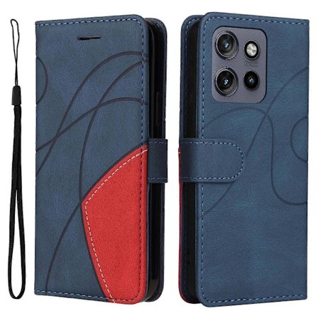 KT Leather Series-1 For Motorola Edge 50 Neo 5G Lærveske Fargesammensetning Telefondeksel Lommebok Stativ