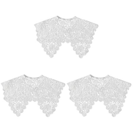 3 stk. Kvinders Sjal Hulmønster Blonder Blomster Falsk Krave Til Kvinder Dame Vest Tank Kjole Skjorte (hvid)3 3 pcs 40x40cm