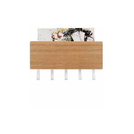 Nøkkelholder med håndklehenger og hylle i tre - 5 nøkkelkroker, nøkkelholder, vintage nøkkelstativ, nøkkelorganisator, brevholder, nøkkeloppbevaring