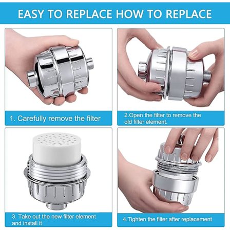 Brusefilterpatron, Universal Brusespærrefilter til at Fjerne Klor og Fluorid, og Brusevandblødgører til at Forbedre Huden