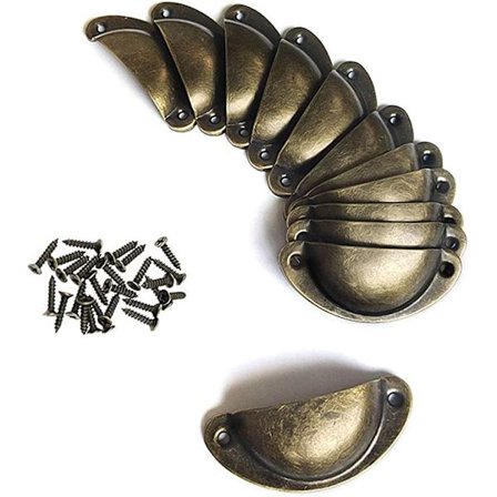 12 stk Vintage Skallhåndtak (Bronse), Kjøkkenskap Dørhåndtak