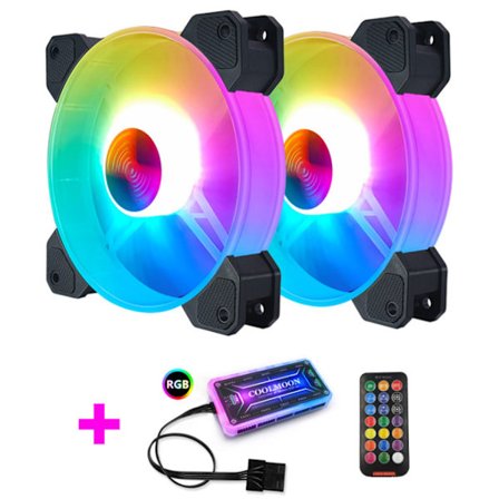 Coolmoon Datorchassi PC Fläkt Justera RGB Kylfläkt Tyst Kontroll Datorkylare Kylning RGB för Chassifläktar 120mm