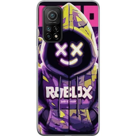Kompatibelt Mobildeksel til Xiaomi Xiaomi Mi 10T 5G Fargesterk Roblox-inspirert hettegenser-karakter med neonfarger og maske, digital spillillustrasjo