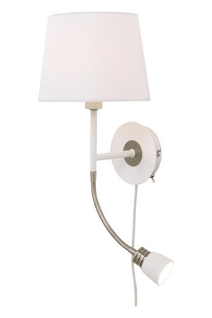 Aneta Lighting EKETORP vegglampe, hvit/stål, vegglampe m lesearm,inkl skjerm